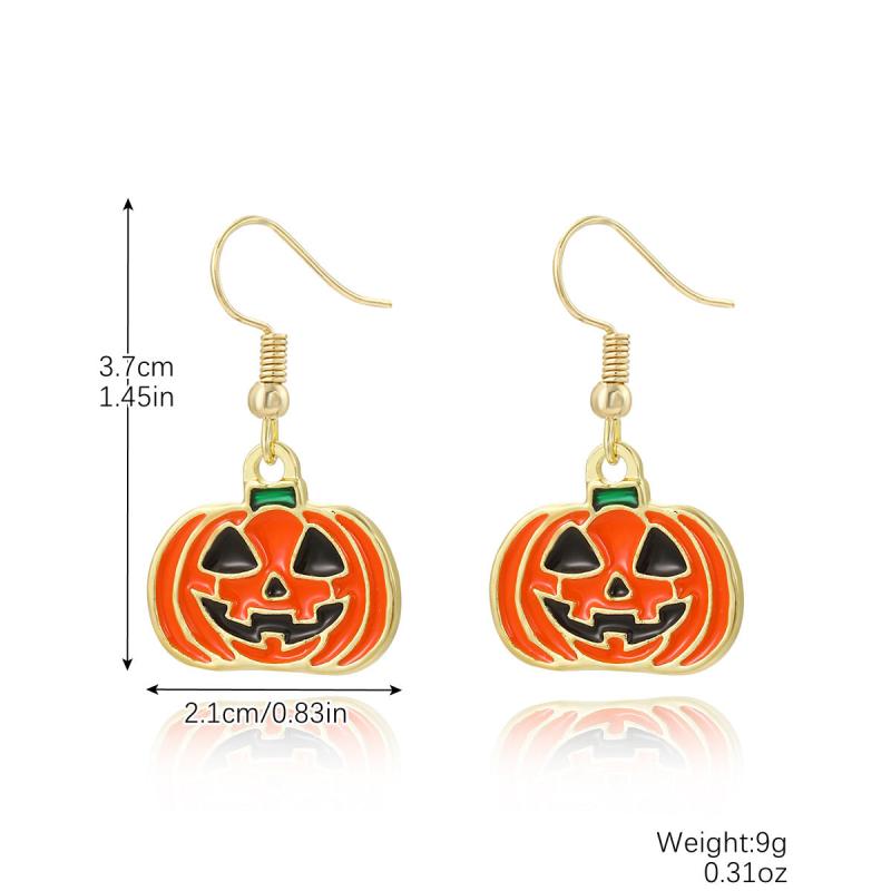 Retro Ghost Pumpkin Dangle Earrings Wooden Jewelry Perfect Holiday Gift
