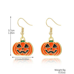 Retro Ghost Pumpkin Dangle Earrings Wooden Jewelry Perfect Holiday Gift