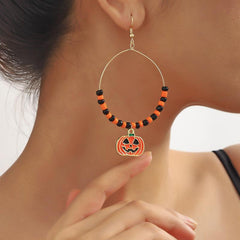 Retro Ghost Pumpkin Dangle Earrings Wooden Jewelry Perfect Holiday Gift