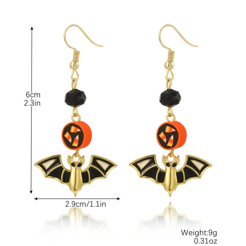 Retro Ghost Pumpkin Dangle Earrings Wooden Jewelry Perfect Holiday Gift