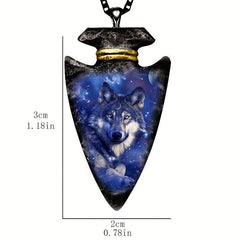 Triangle Animal Painted Wolf Head Pendant Necklace Men Jewerly Birthday Gift