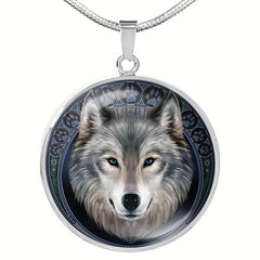Wolf Round Pendant Necklace Bracelet Earrings Set Halloween Christmas Gift