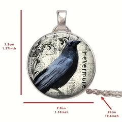 Round Crow Crystal Bead Pendant Necklace Gift for Men and Women