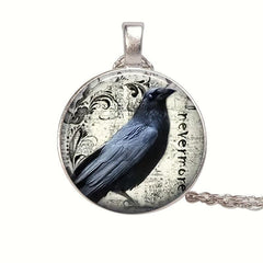 Round Crow Crystal Bead Pendant Necklace Gift for Men and Women