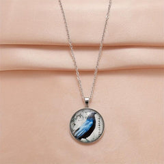 Round Crow Crystal Bead Pendant Necklace Gift for Men and Women