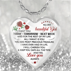 To My Girl Glass Pendant Necklace Earrings Set Graduation Party Gift
