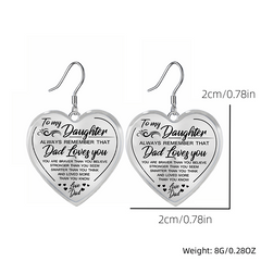 Heart Glass Pendant Earrings Necklace Set for Daughter