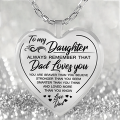 Heart Glass Pendant Earrings Necklace Set for Daughter