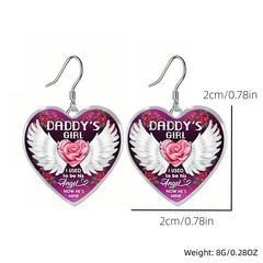 Girls Wing & Purple Heart Shaped Pendant Necklace Earrings Set
