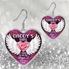 Girls Wing & Purple Heart Shaped Pendant Necklace Earrings Set