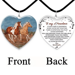 Horse Pattern Glass Pendant Necklace Earring Set for Girls