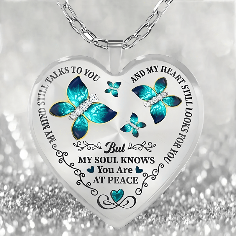 Emerald Butterfly Pattern Glass Necklace Earrings Set
