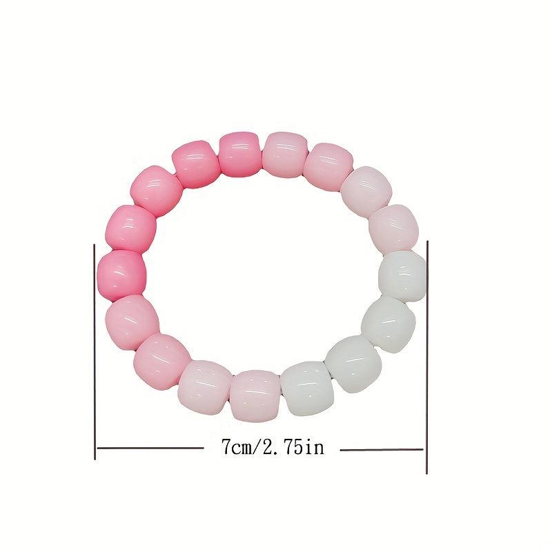 Gradient Hand String Bracelet with Beads & Crystal Hair Tie