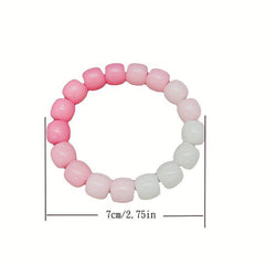 Gradient Hand String Bracelet with Beads & Crystal Hair Tie