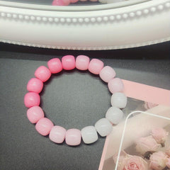 Gradient Hand String Bracelet with Beads & Crystal Hair Tie