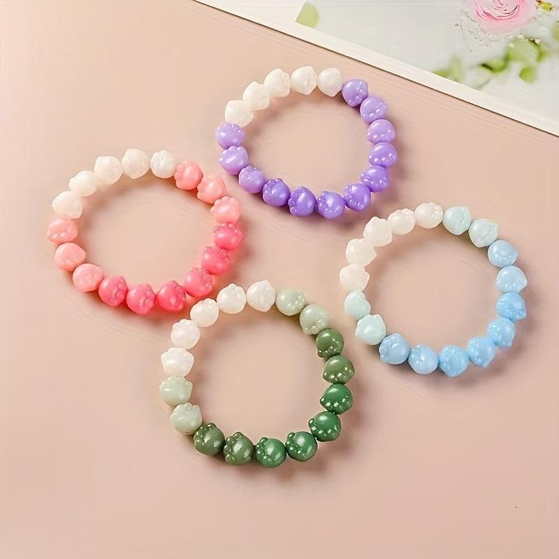 Gradient Hand String Bracelet with Beads & Crystal Hair Tie