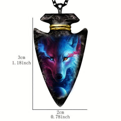 Men's Wolf Necklace Geometric Triangle Pendant Hip Hop Style
