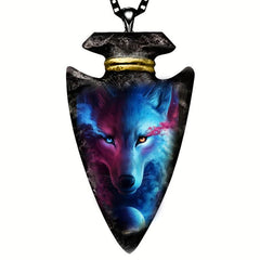 Men's Wolf Necklace Geometric Triangle Pendant Hip Hop Style