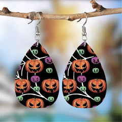 Tear Drop Christmas Tree Earrings Leather Dangle Gift For Friends