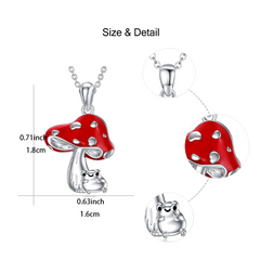Red Mushroom Cartoon Frog Necklace For Women Girls Birthday Christmas