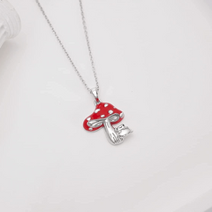 Red Mushroom Cartoon Frog Necklace For Women Girls Birthday Christmas