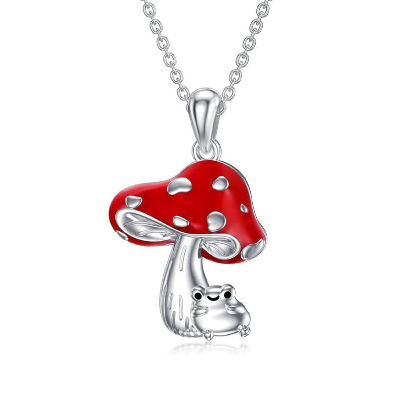Red Mushroom Cartoon Frog Necklace For Women Girls Birthday Christmas