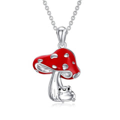 Red Mushroom Cartoon Frog Necklace For Women Girls Birthday Christmas