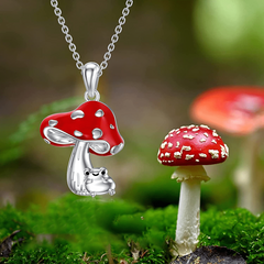 Red Mushroom Cartoon Frog Necklace For Women Girls Birthday Christmas