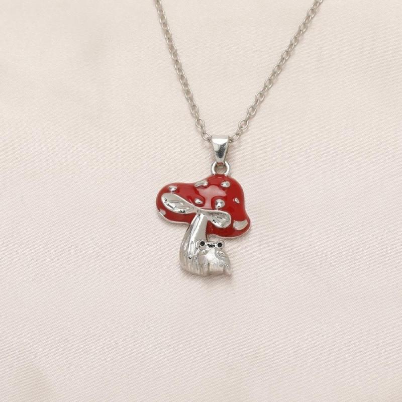 Red Mushroom Cartoon Frog Necklace For Women Girls Birthday Christmas