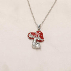 Red Mushroom Cartoon Frog Necklace For Women Girls Birthday Christmas