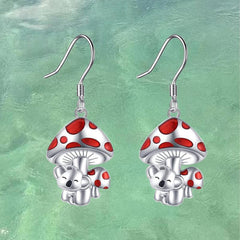 Red Mushroom Tree Bag Bear Earrings For Women Girls Birthday
