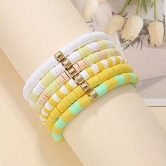 6pcs Set Bohemian Colorful Pottery Bracelet