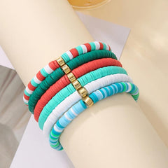 6pcs Set Bohemian Colorful Pottery Bracelet