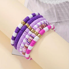 6pcs Set Bohemian Colorful Pottery Bracelet