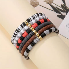 6pcs Set Bohemian Colorful Pottery Bracelet