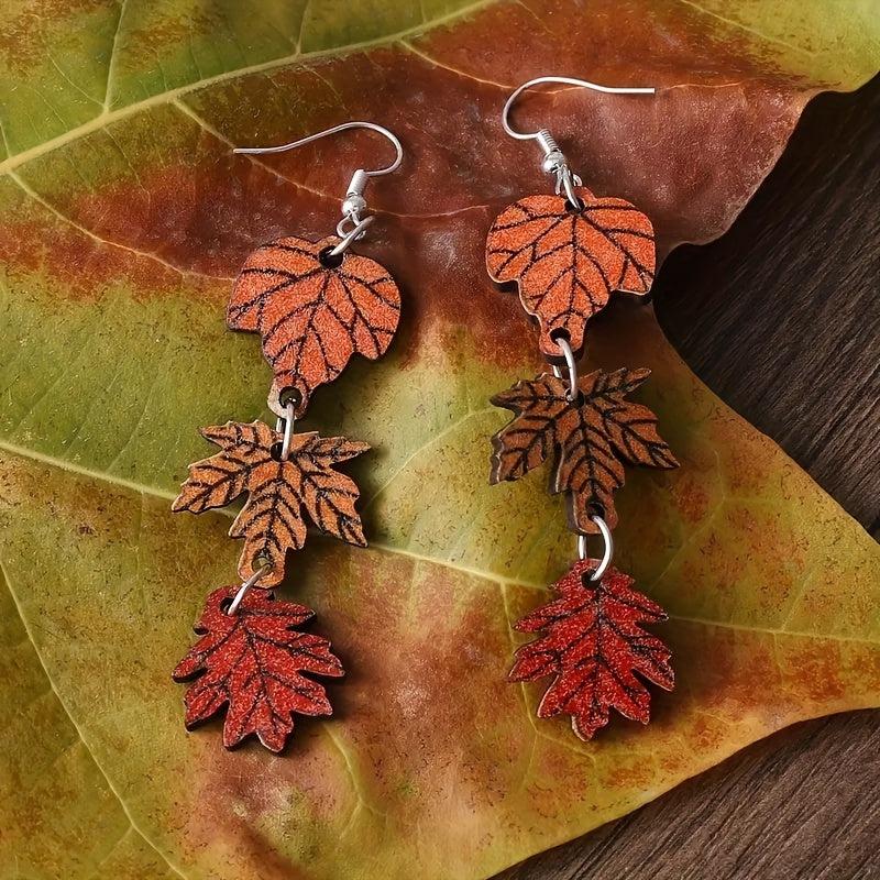 Maple Leaf Tassel Earrings Sweet Halloween Gift