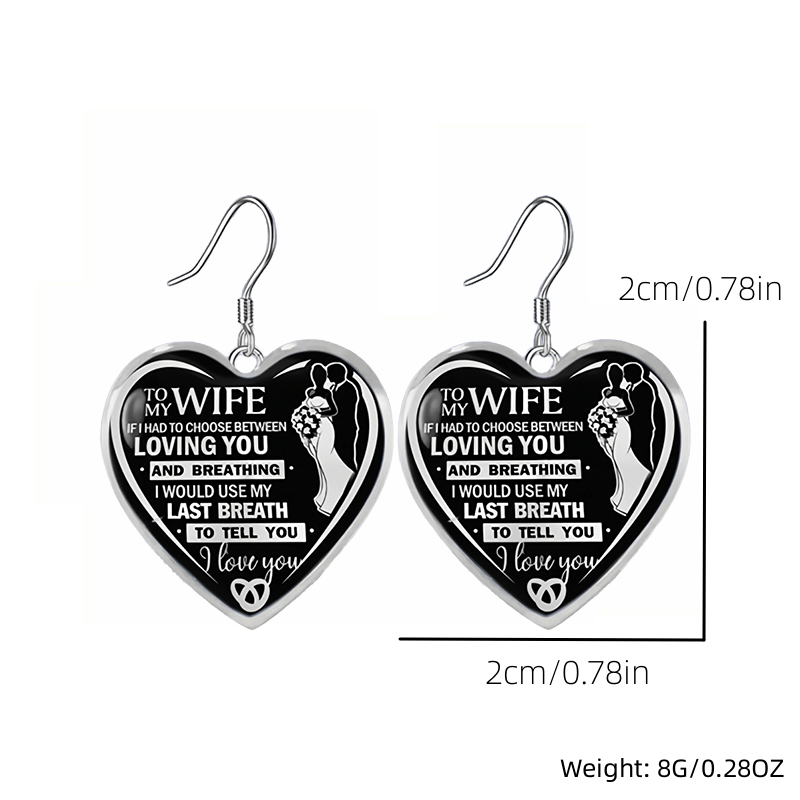 Heart Glass Pendant Earrings Necklace Set for Wife