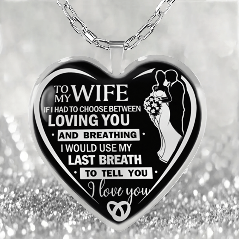 Heart Glass Pendant Earrings Necklace Set for Wife