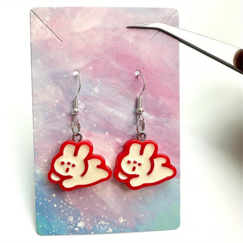 Rabbit Cream Cake Earrings Cartoon Dangling Stud - Gift For Women Girls