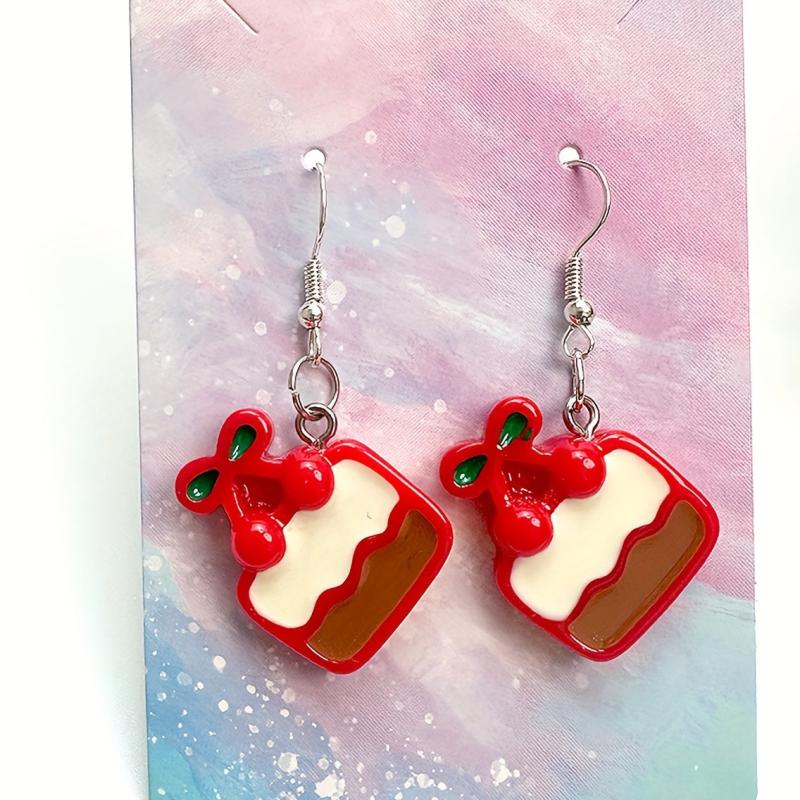 Rabbit Cream Cake Earrings Cartoon Dangling Stud - Gift For Women Girls