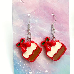 Rabbit Cream Cake Earrings Cartoon Dangling Stud - Gift For Women Girls