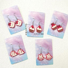 Rabbit Cream Cake Earrings Cartoon Dangling Stud - Gift For Women Girls