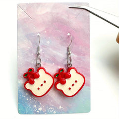 Rabbit Cream Cake Earrings Cartoon Dangling Stud - Gift For Women Girls