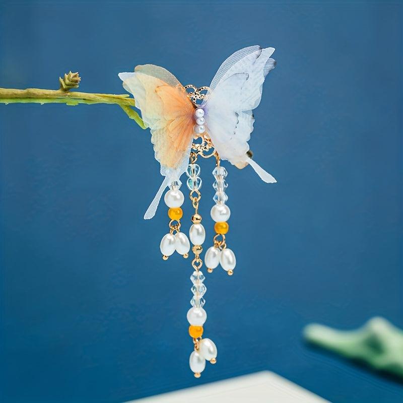 Vintage Chinese Style Hair Clips Tassel Butterfly Pair Clip