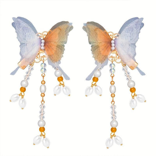 Vintage Chinese Style Hair Clips Tassel Butterfly Pair Clip