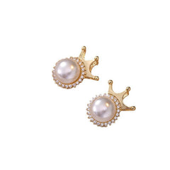 Crown Pearl Pendant Necklace Earrings Set Wedding Anniversary