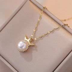 Crown Pearl Pendant Necklace Earrings Set Wedding Anniversary