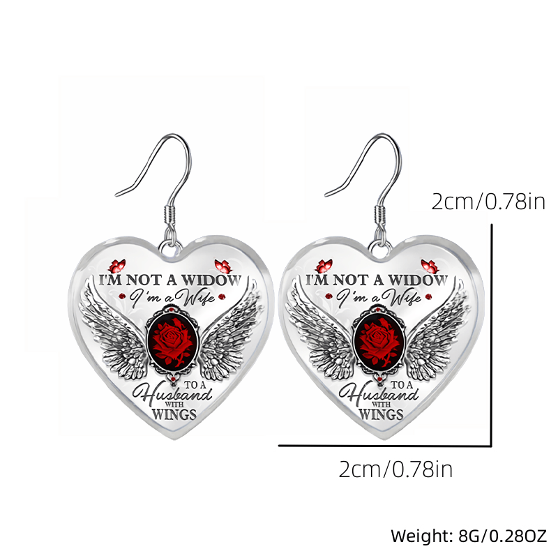Roses & Wings Heart Glass Pendant Set Graduation Gift Jewelry