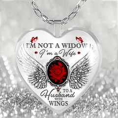 Roses & Wings Heart Glass Pendant Set Graduation Gift Jewelry
