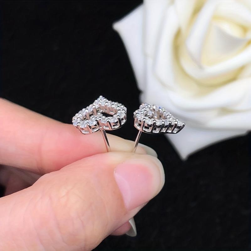 Heart Moissanite Necklace & Earrings Set S925 Sterling Silver